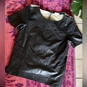 J.Crew Leather-Front Heather Gray Cotton Tunic Top – Chic & Casual